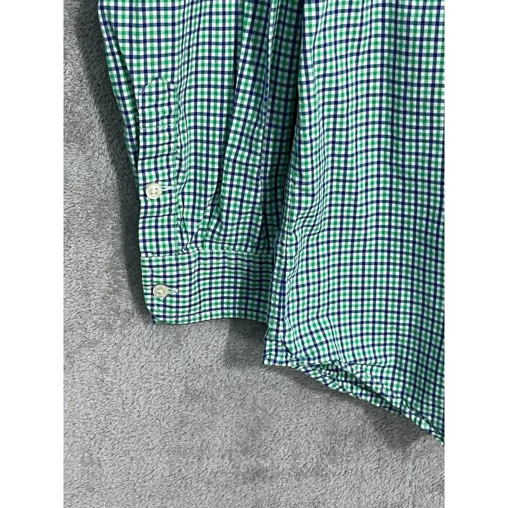 Ralph Lauren Shirt Boys Size 14-16 Blue Green Plaid Preppy Spring